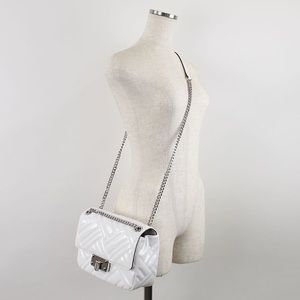 Michael Kors Medium Peyton Flap Shoulder Bag In Optic White